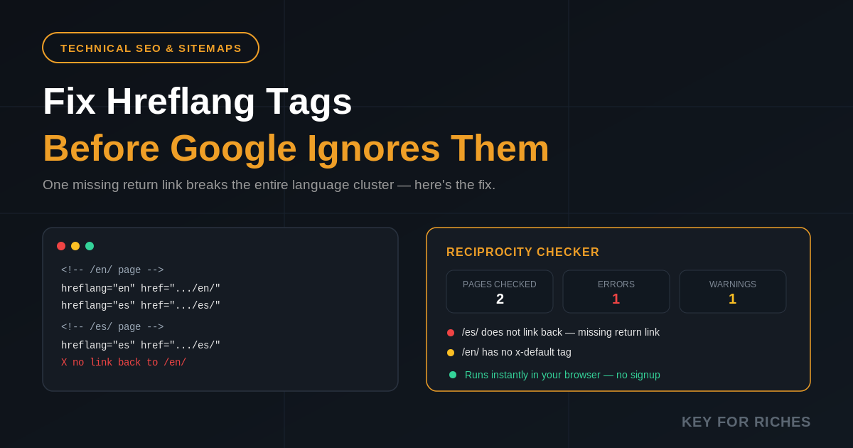 How to fix hreflang tags — Key For Riches guide